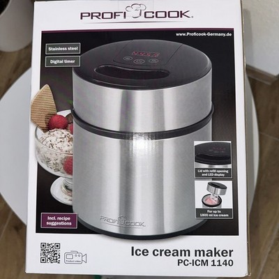ProfiCook Eiscreme-Maker PC-ICM 1140 Edelstahl, Frozen Joghurt, Sorbet