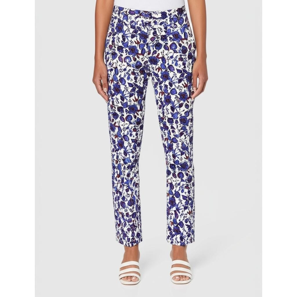 GAP Khakis Slim City Pants Womens US 18R White Floral Four Pockets Vibrant