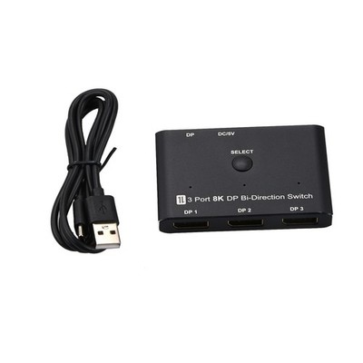 8K DisplayPort Splitter 3 in 1 Out  1 in 3 out 3x1 1x3 Display Port Adapter