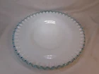 Vintage Fenton Blue Silver Crest Ruffled Edge Milk Glass Pedestal Platter Plate