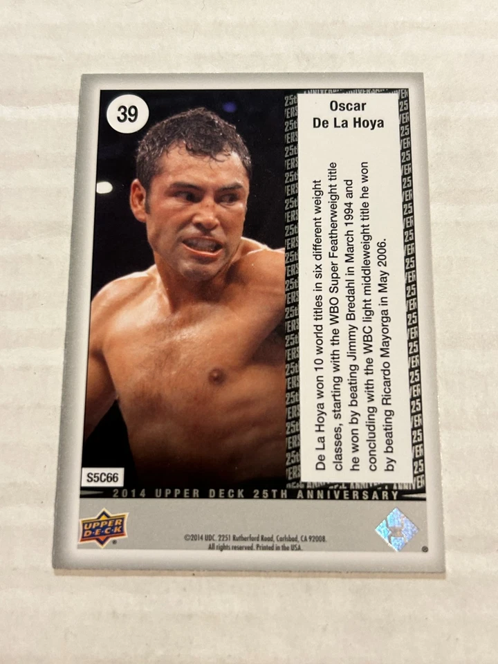 2014 UPPER DECK 25TH ANNIVERSARY OSCAR DE LA HOYA #39 SP G3 - Image 2 of 2