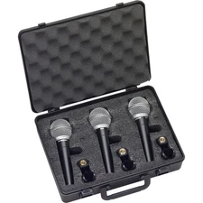 Samson R21 Dynamic Vocal Microphone 3-Pack Mics w/ Hard Padded Case & Mic Clips