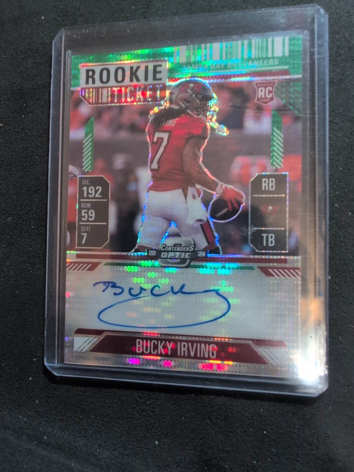 2024 Panini Contenders Optic RPS Autographs Bucky Irving #122 Green Pulsar /30