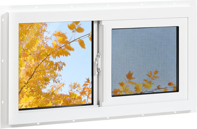Vinyl Basement Window, 32'' X 18'' Bathroom Sliding Window with Double Pane Insula