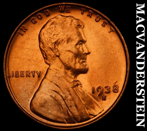 1938-S Lincoln Wheat Cent- Choice Gem Brilliant Uncirculated Luster #J2837