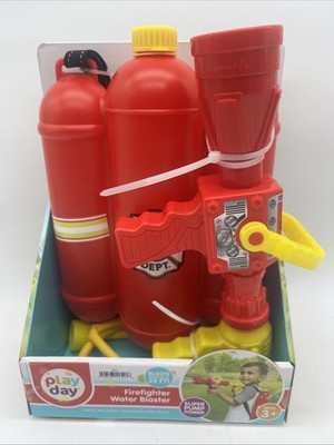 New Play Day Firefighter Water Blaster Backpack 25ft Reach Age3+ FreeS&H