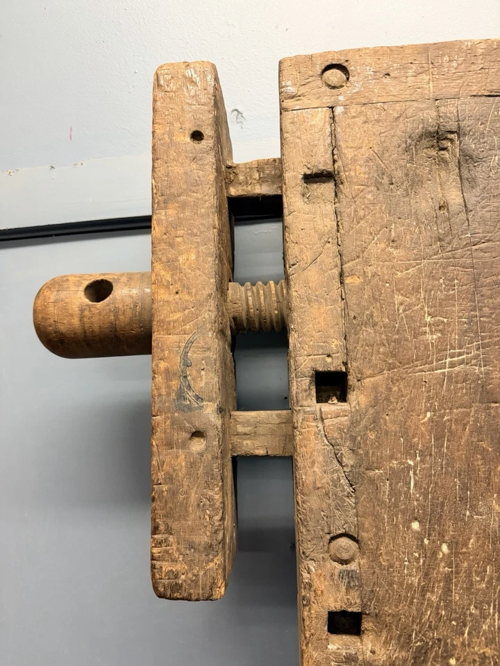 Antique carpenters Workbench W/ Vice Repurpose No Legs industrial wood counter - Image 2 of 4