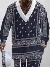 Men's Outfit 2 Piece Set Shirt  Pants Suit PLUS SIZE BIG 5XL