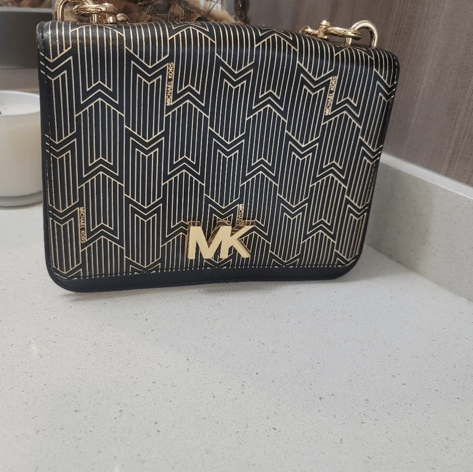 Bolso Bandolera MICHAEL KORS MK Mott Grande Metálico Deco Cuero Estilo Años 90 Foto 2 de 4