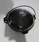 Vintage Unmarked Wagner Cast Iron 2 Qt Dutch Oven with Glass Lid