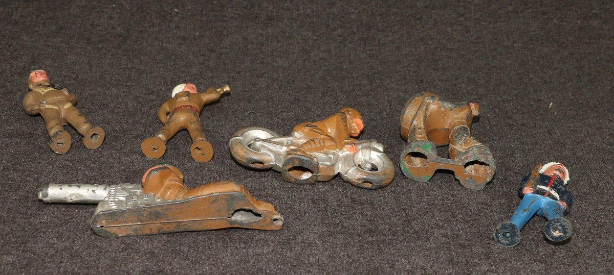 Barclay Manoil Cast Iron Metal Soldiers War Lot Pilot Gunner Motorcycle