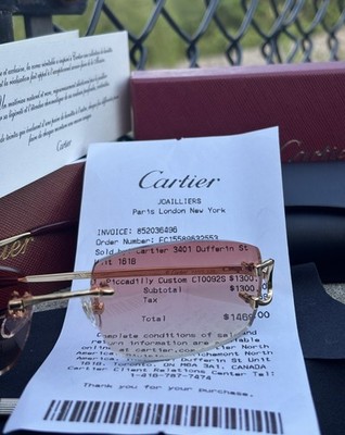 Cartier Rimless Sunglasses Pink With Gold Frame Authentic with documents