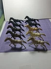 Vintage Marx 60mm Running Cavalry Horses. Ten In Lot. Flat Plastic