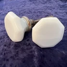 VINTAGE  Antique MILK GLASS Door Knob  ~8 Sided Octagon