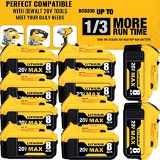 NEW PACK For DeWalt 20V 20 Volt Max 8.0AH Lithium Ion Battery DCB206-2 DCB200-2