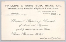 Postcard WW2 London Advertising Phillips Sons Electrical Walham Green Vintage