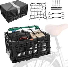 YEEGO DIRECT Bike Basket Rear, Folding Large 15.8‘’*11.8‘’*8.7‘’, Black 
