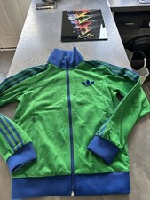 Retro Adidas Originals Adicolor 70s Tracksuit Top Jacket Green Blue Small