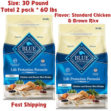 Blue Buffalo Life Protection Adult Dry Dog Food Chicken Brown Rice 30lb 2Pack 2x