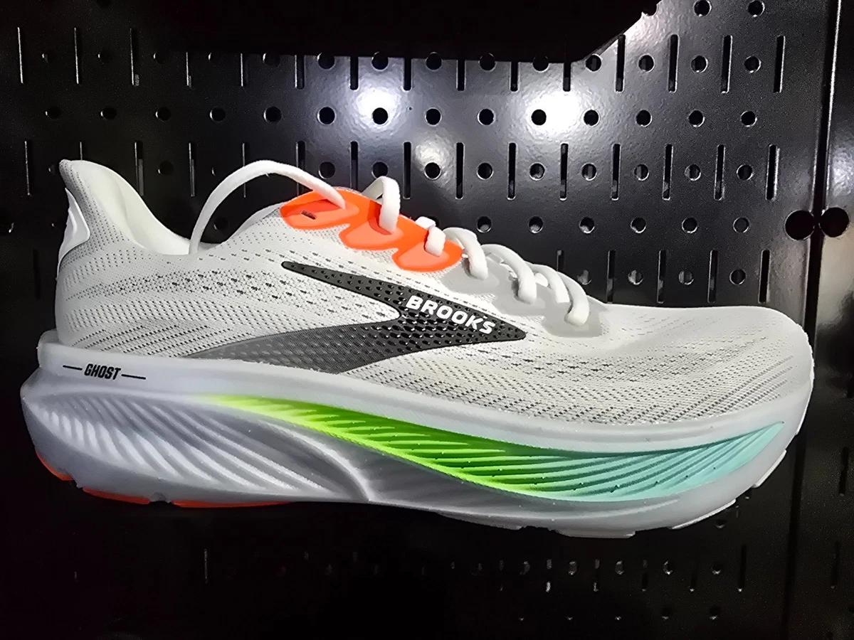 Brooks Ghost 17 White Pink Gecko 1104421D112 Running Sneaker Men\'s Size 10 Shoes Brooks Ghost 17 White Pink Clay Gecko for sale | eBay main image 2