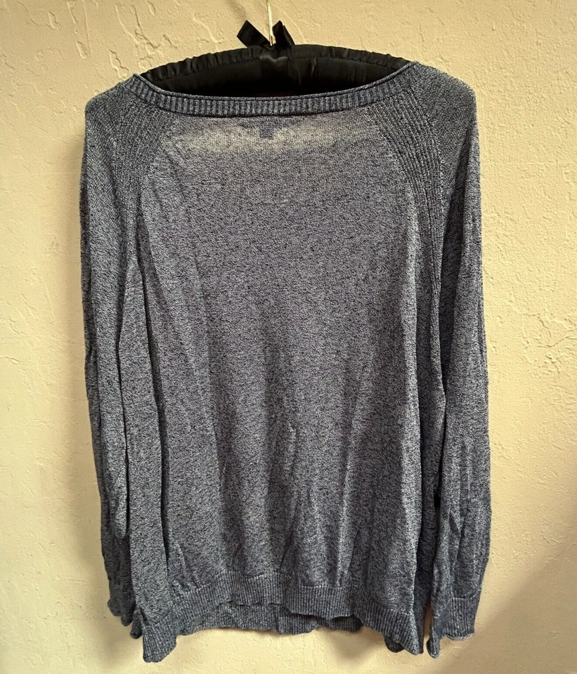 J. Suéter Pullover Crew Mujer XXL Cuello Redondo Gris Manga Larga Lino Viscosa Foto 2 de 4