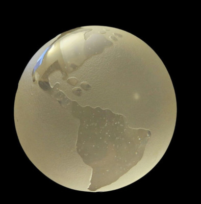 Vtg Crystal World Globe Paperweight Clear Frosted Glass Sphere Earth Map Desk 3''