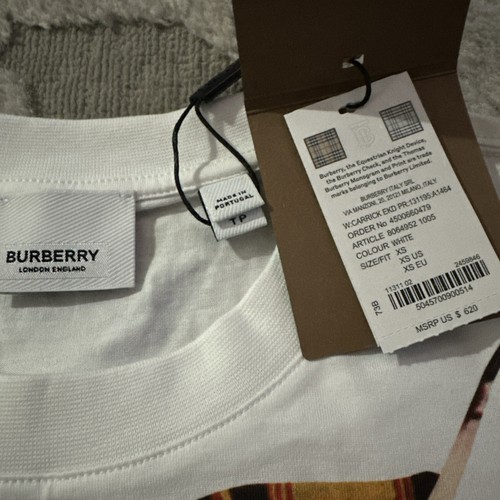Authentic NEW BURBERRY Women's White CARRICK EKD Print Oversized T-Shirt XS S-M - Picture 11 of 14