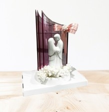 Vintage W/ Box Wilton Wedding Cake Topper Pink White Reflection Bride Groom