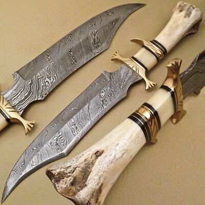 Premium Custom Bowie Knife Duo – Damascus Steel & Bone Handles main image 0