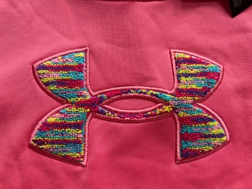 UNDER ARMOUR PULLOVER HOODIE PINK MULTI RAINBOW TEXTURED YOUTH GIRLS XL NEW - Picture 2 of 7