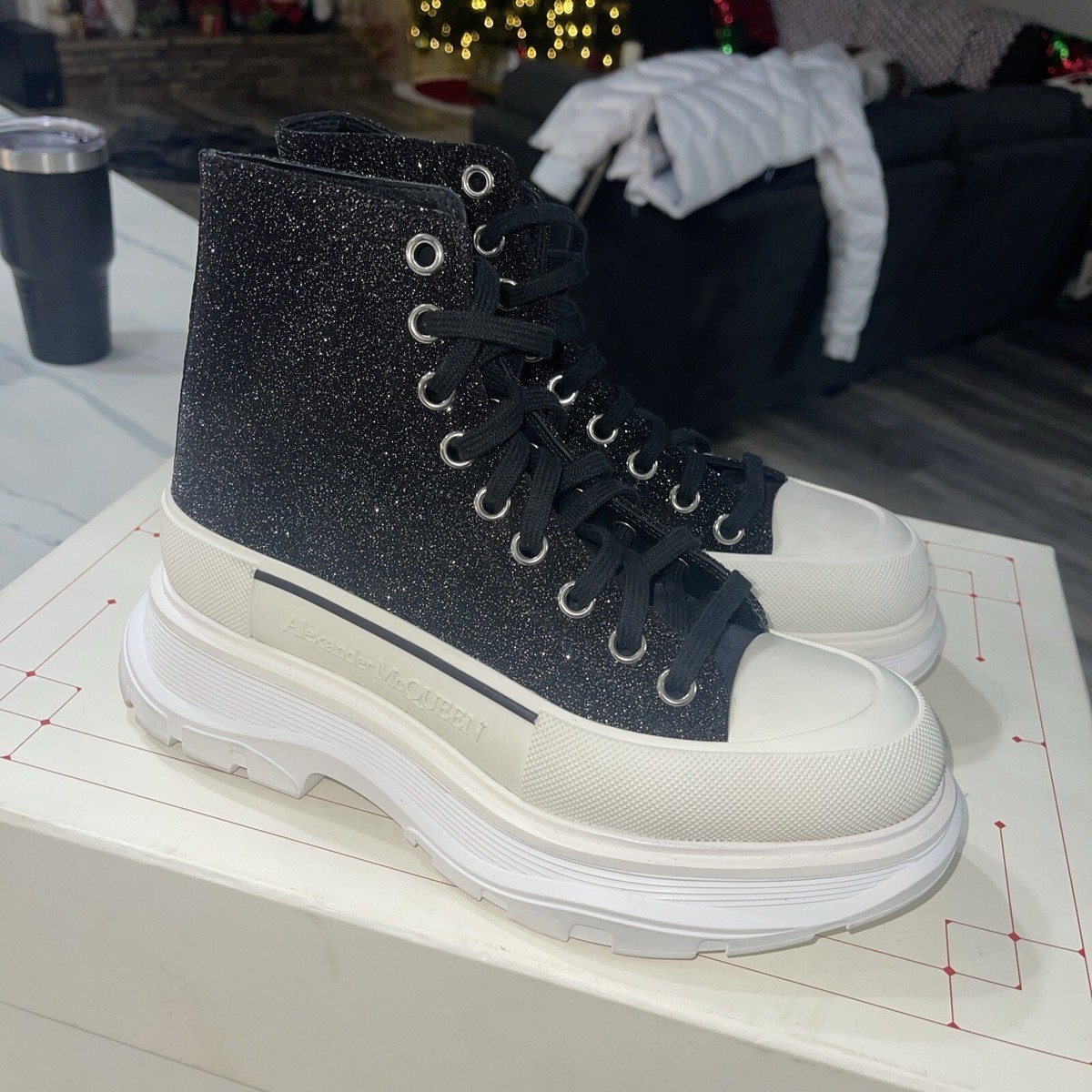 Alexander McQueen Tread Slick Boots Black Starry Night Alexander McQueen Tread Slick Boots Black Starry Night