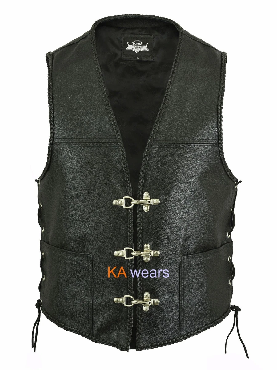 Biker leather waistcoat clearance