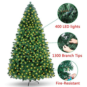 7ft (210cm) Black Glitter Christmas Tree Pre-Lit Bright ...