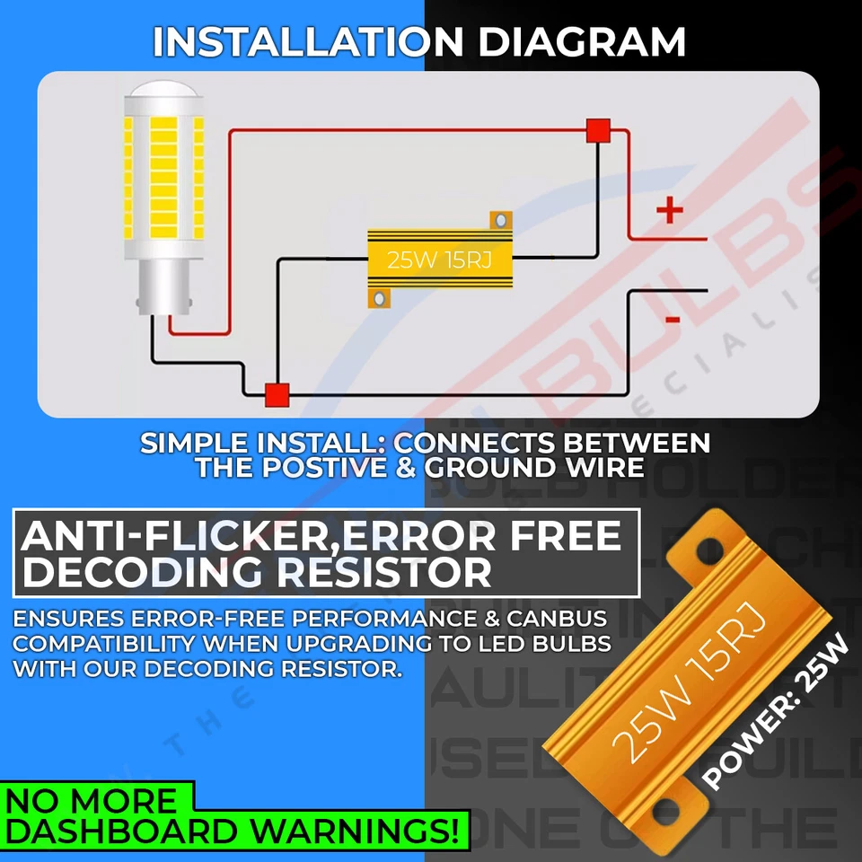 1 x 25 Вт 15 Ом светодиодный резистор декодер гаситель CANBUS номерной знак vw audi skoda - Изображение 3 из 4