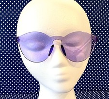 Purple One Piece Translucent Rimless Oversized Shield Sunglasses New With Case