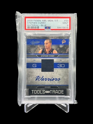 2009 Panini Absolute Tools Of The Trade Blue Stephen Curry RC PATCH /100 PSA 9