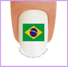 Nail Art Brazil Flag Single Flag image Countries Waterslide Nail Decal Transfers
