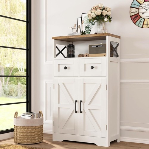 Farmhouse white storage freestanding kitchen pantry eBay