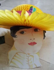 VINTAGE Happy Mother Day Honeycomb Hat & Woman Face Danish Amscan Decoration