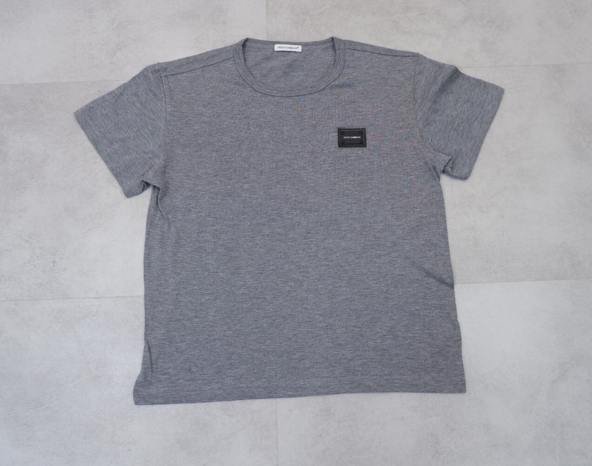 Dolce Gabbana D&G Boys T-Shirt Age 7-8 Years Grey Short Sleeve Top 