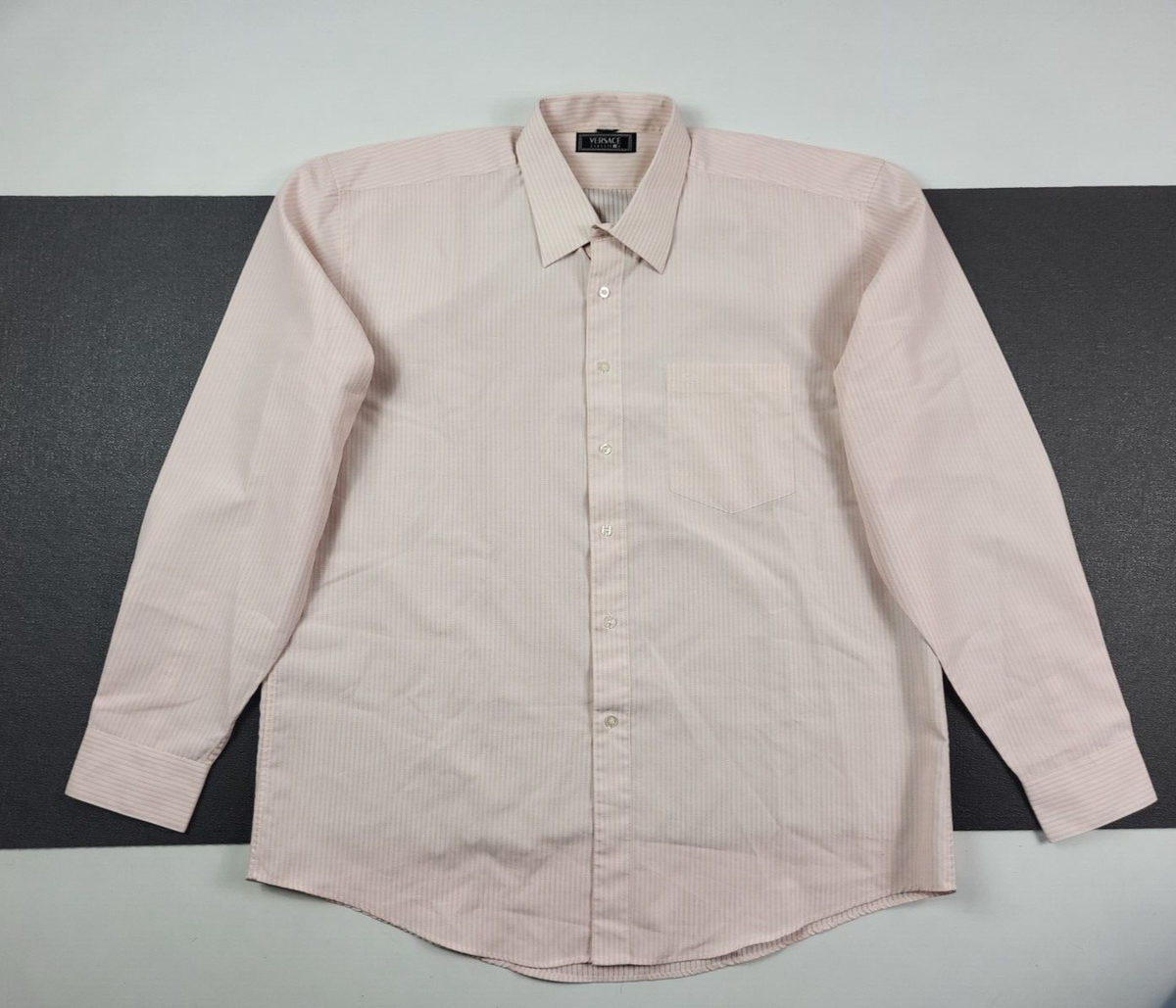 versace v2 shirt vintage buttoned 100% cotton pink classic s