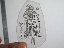 vtg 1960s Tattoo Flash acetate stencil Hairy Biker Easy Rider signed HAR2