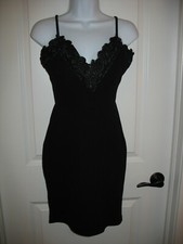 Juniors Girls Little Black Dress Sz S Small Haute Monde Fitted Lace Above Knee