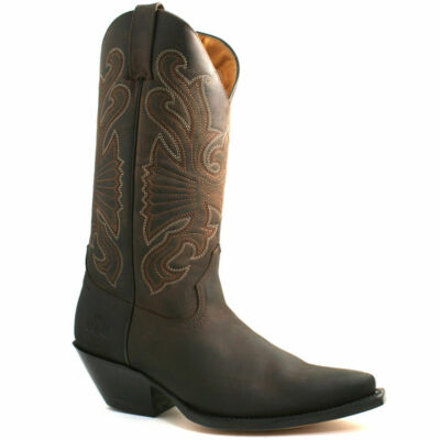 Mens Grinders Buffalo Leather Slip On Western Cowboy Biker Boots