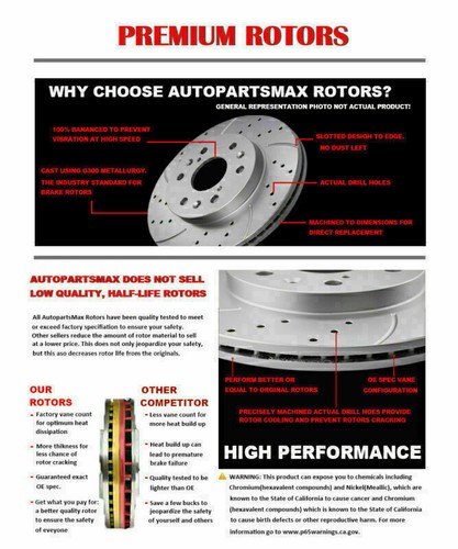 319mm Front Drilled Disc Rotors Brake Pads for Toyota Tacoma 4Runner FJ ...