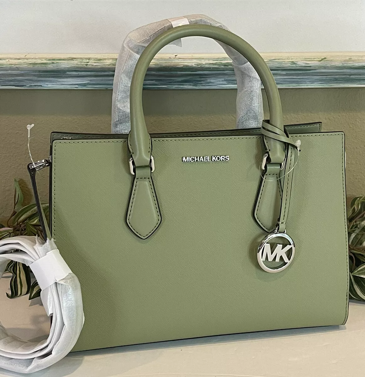 Michael Kors, Bags, Michael Kors Sheila Small Center Zip Satchel Shoulder  Crossbody Bag Light Sage