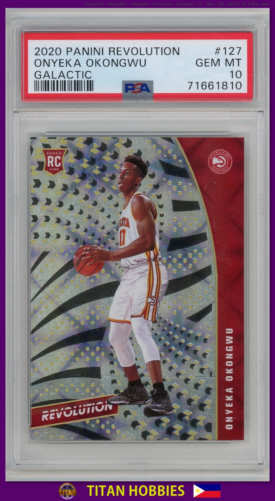 2020-21 Panini Revolution GALACTIC Rookie #127 Onyeka Okongwu Galactic RC PSA 10