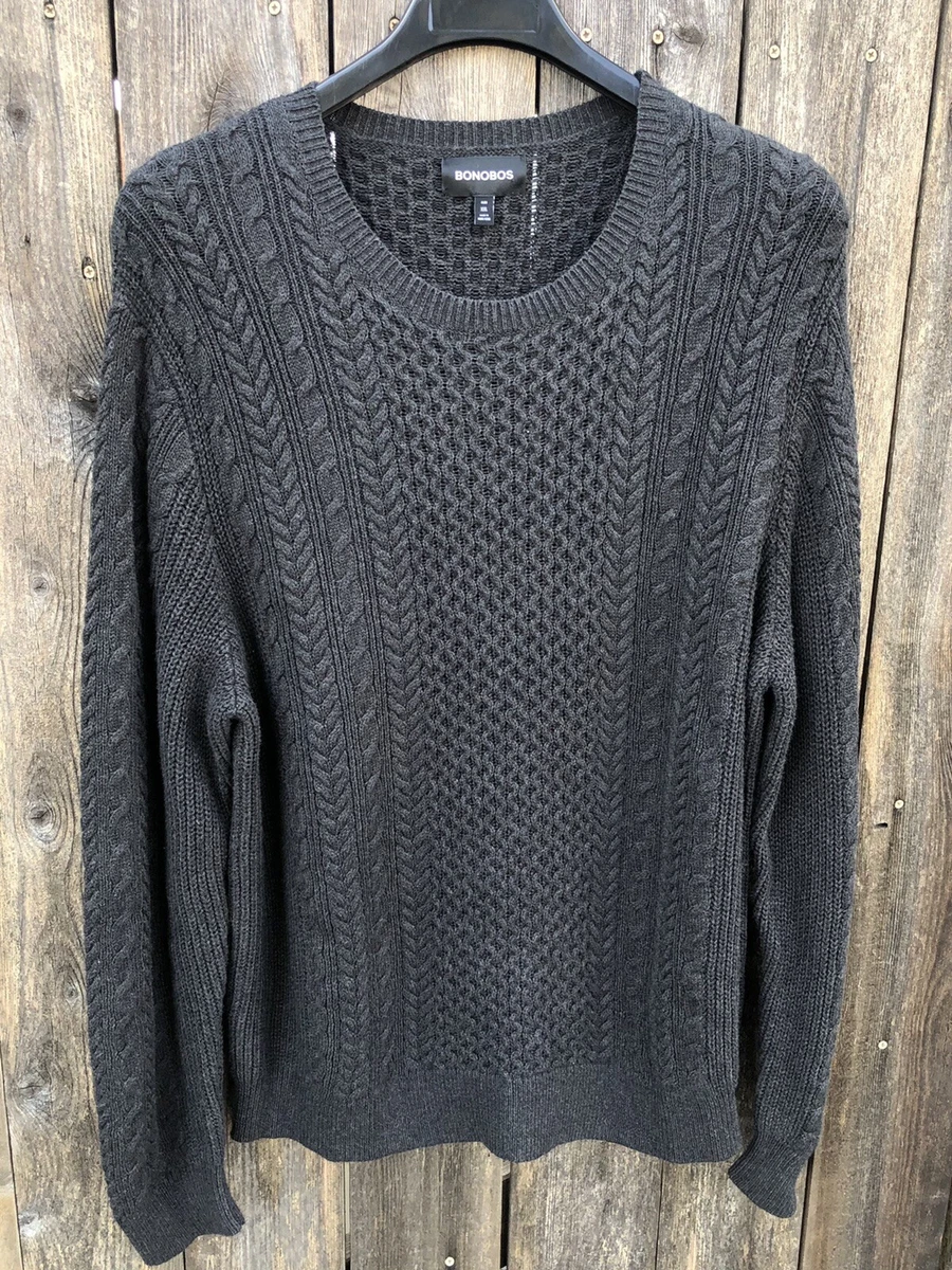 NWOT $128 Bonobos Slim Fit Cotton Cashmere Crewneck Sweater Black