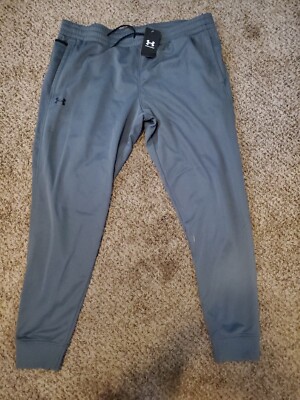 NWT Men's Under Armour Gray Essential Fleece Joggers Pants 4XL