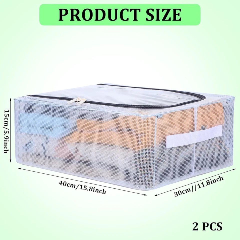 2 Pcs under Bed Shoe Boot Storage Organizers, Stackable Storage Boxes with Clear - Image 3 of 4